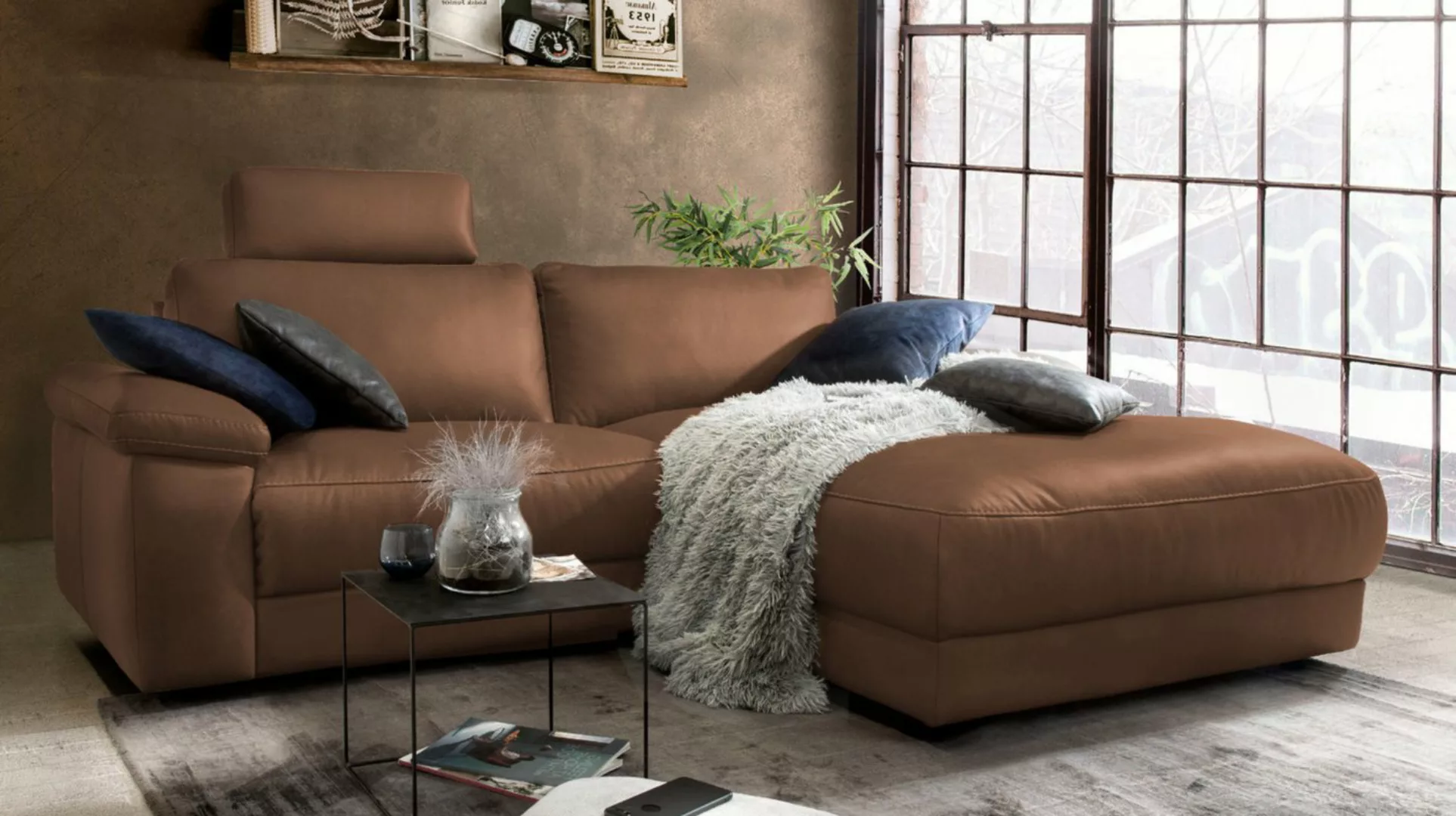 KAWOLA Ecksofa LOLA, Sofa Stoff od. Leder, Recamiere rechts od. links, vers günstig online kaufen