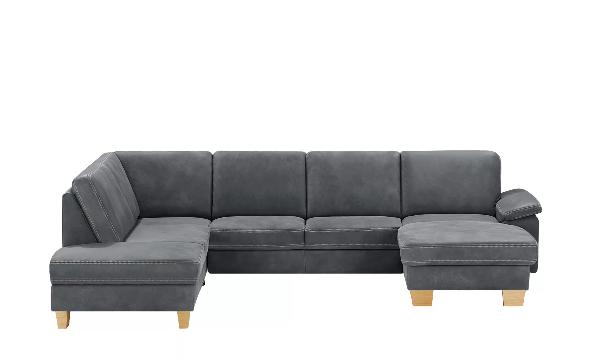 meinSofa Wohnlandschaft  Samu - grau - 90 cm - Polstermöbel > Sofas > Leder günstig online kaufen