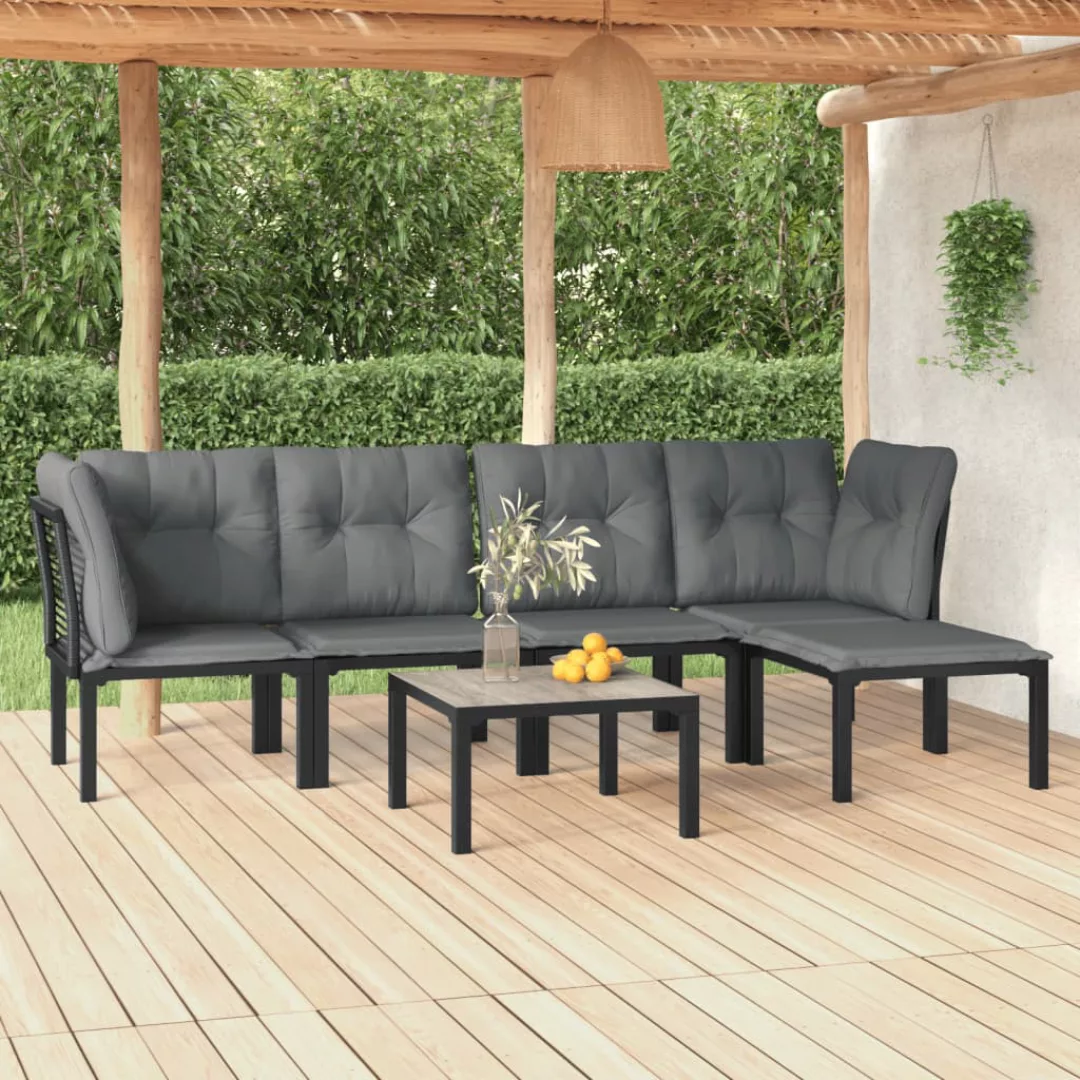 Vidaxl 6-tlg. Garten-lounge-set Schwarz Und Grau Poly Rattan günstig online kaufen