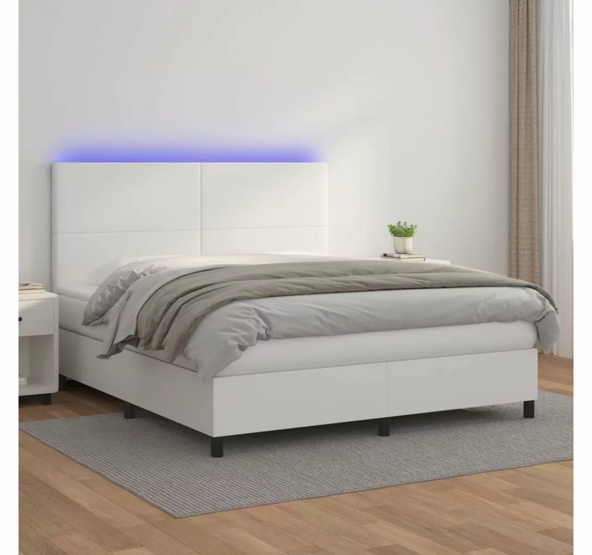 vidaXL Boxspringbett Boxspringbett mit Matratze & LED Kunstleder (160 x 200 günstig online kaufen