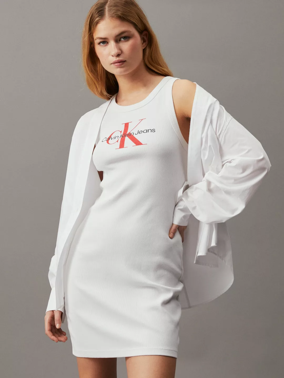 Calvin Klein Jeans Blusenkleid "ARCHIVAL MONOLOGO RIB TANK DRESS", mit Logo günstig online kaufen