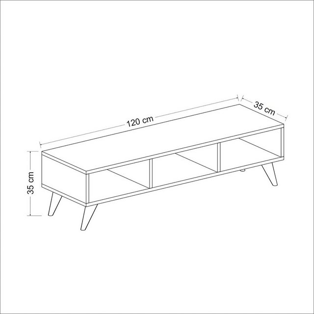 en.casa TV-Schrank Aaskov TV Board Lowboard 35x120x35cm, 3 Ablagen, Weiß günstig online kaufen