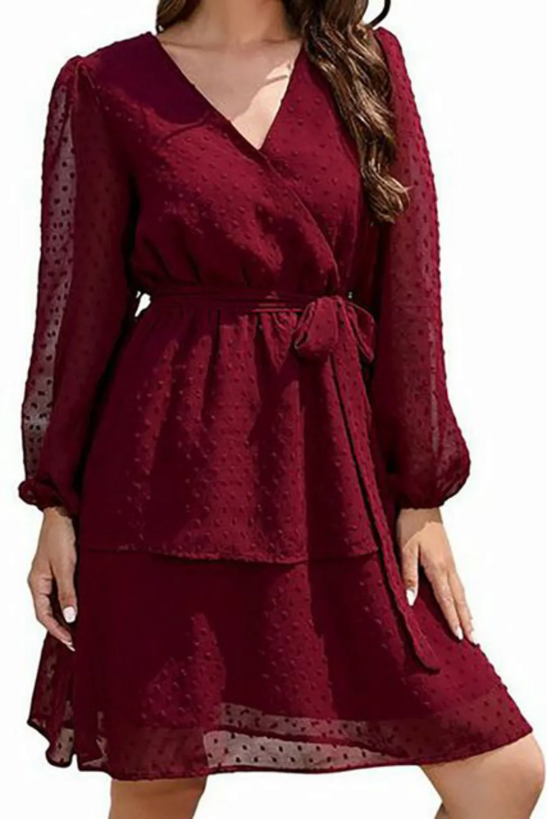 BlauWave A-Linien-Kleid Dirndl kleid für Damen Laterne langärmelig Rüschen günstig online kaufen