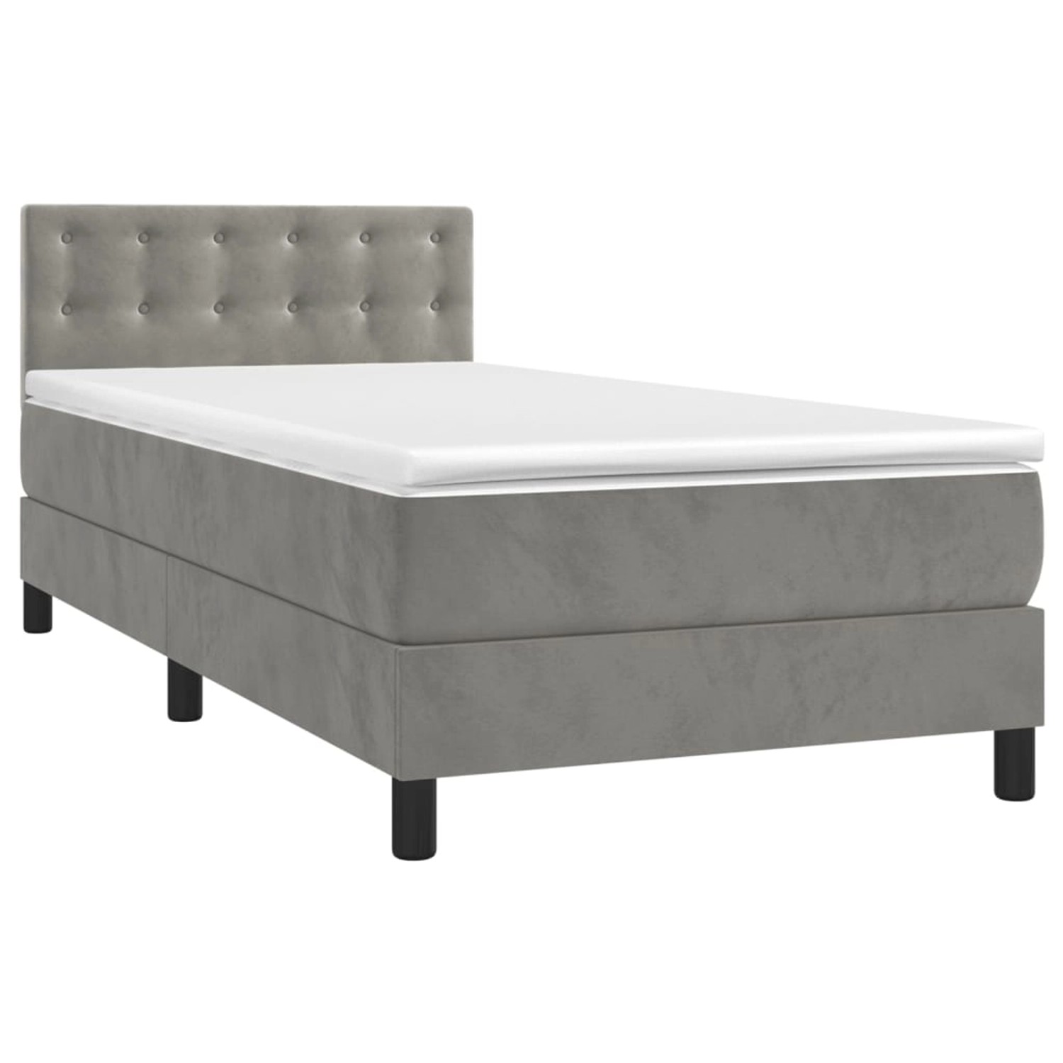 vidaXL Boxspringbett mit Matratze Hellgrau 90x190 cm Samt1537766 günstig online kaufen