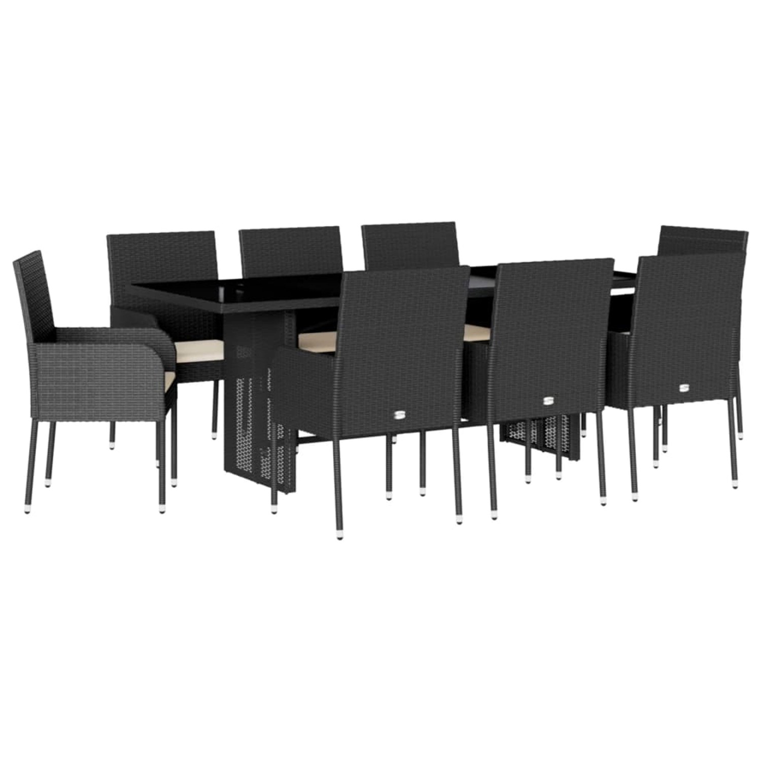 vidaXL 9-Tlg Garten-Essgruppe mit Kissen Schwarz Poly Rattan 3213507 günstig online kaufen