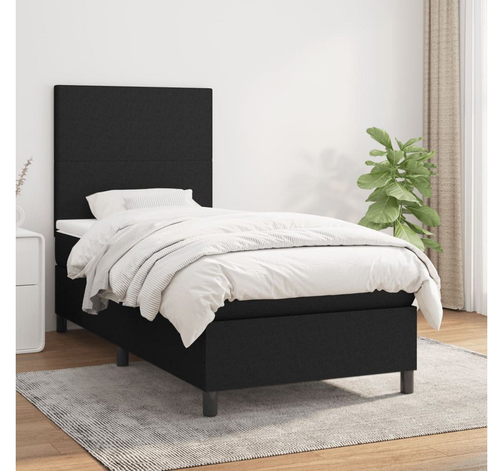 vidaXL Boxspringbett Boxspringbett mit Matratze Schwarz 90x200 cm Stoff Bet günstig online kaufen