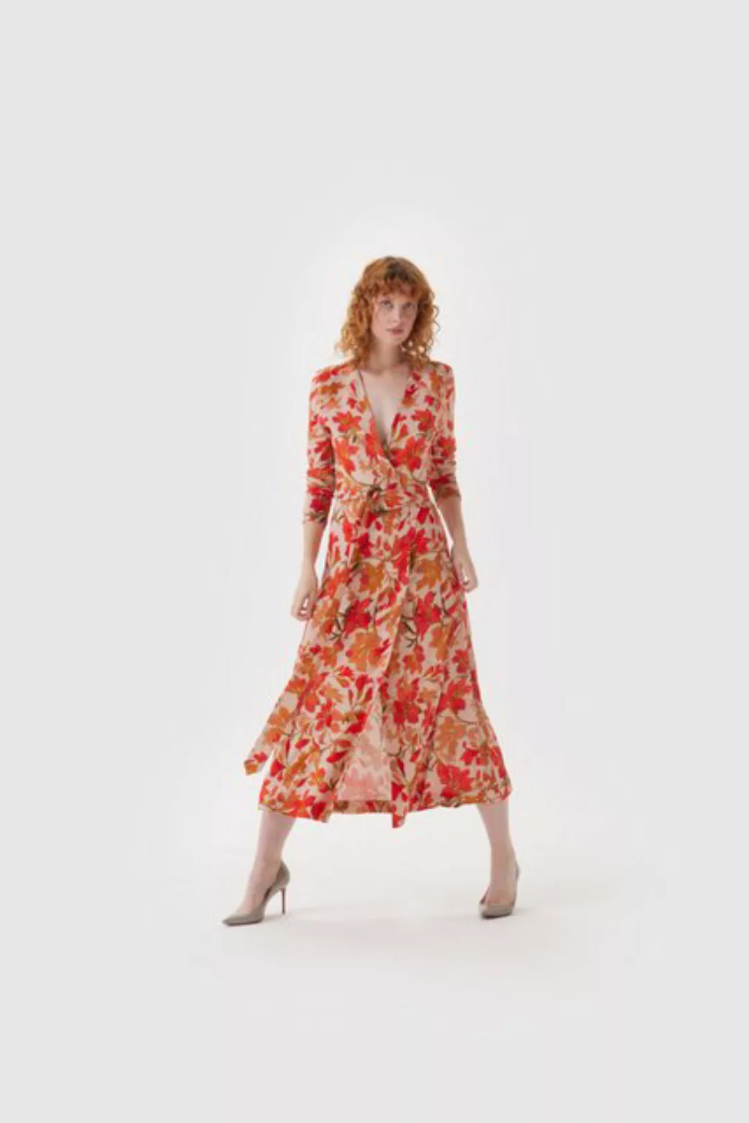 Boscana Maxikleid SOMMER-KLEID IN EINEM FLORALEN DESIGN IN ROT UND ROSE günstig online kaufen