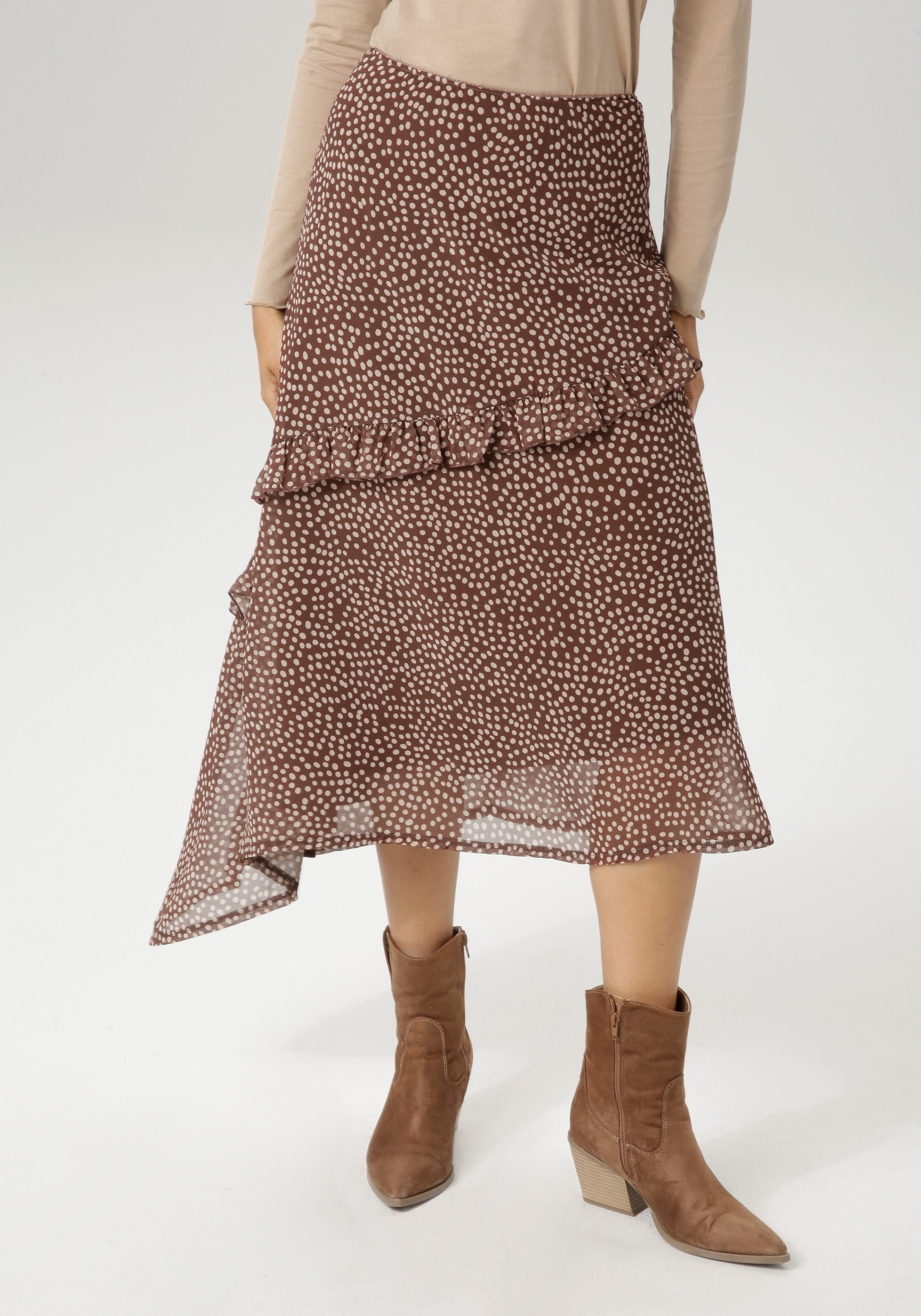 Aniston CASUAL Midirock in asymmetrischer A-Linien-Form günstig online kaufen