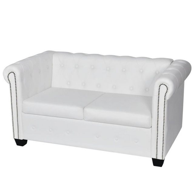 Chesterfield Sofa 2-sitzer Kunstleder Weiß günstig online kaufen