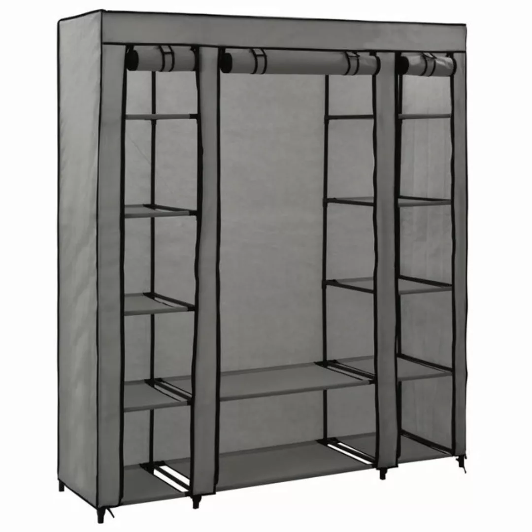 vidaXL Kleiderschrank Stoffschrank mit Fächern Kleiderstangen Grau 150x45x1 günstig online kaufen