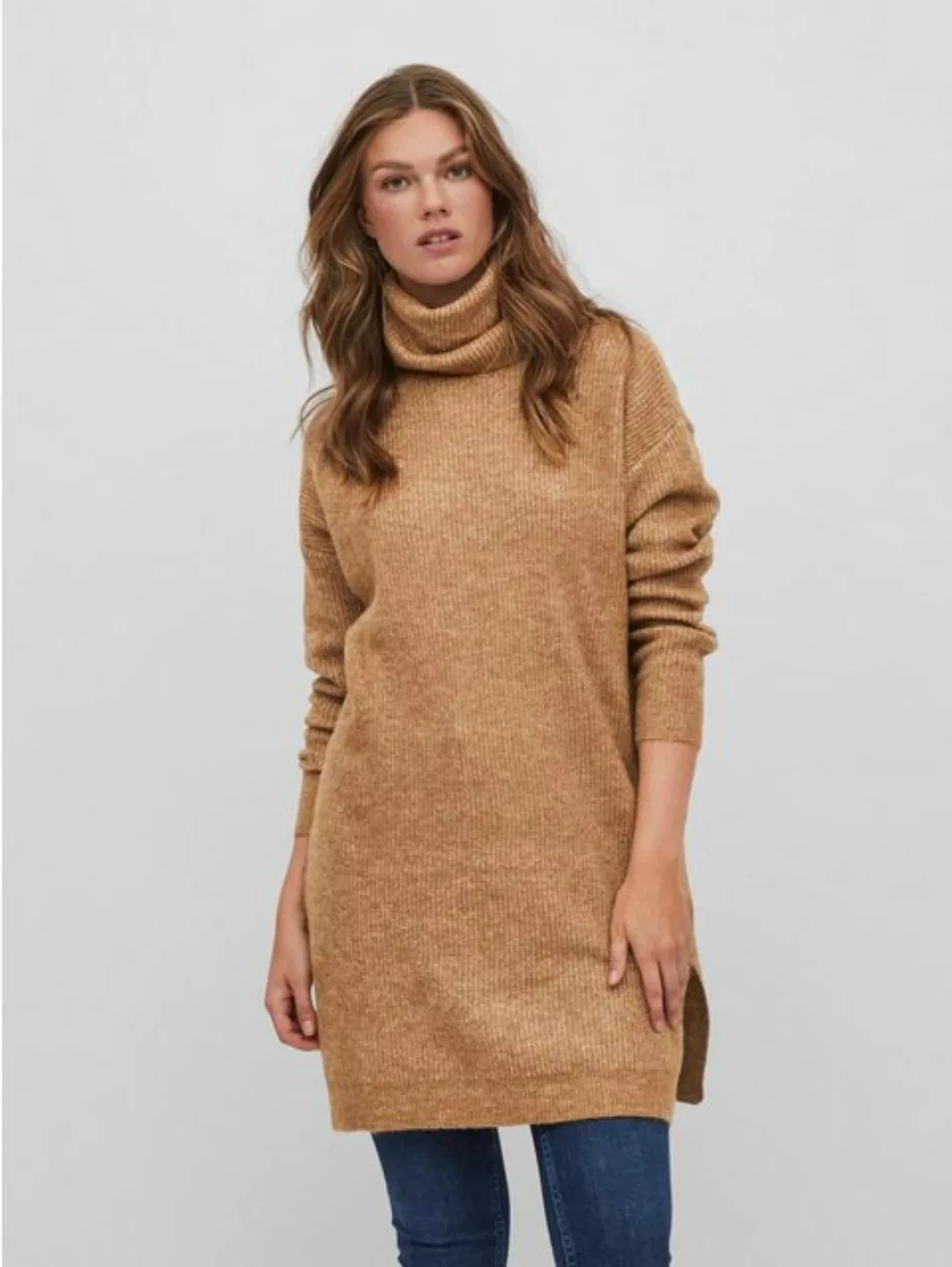Vila Strickpullover Langer Feinstrick Pullover Rollkragen Sweater VICILIA 4 günstig online kaufen