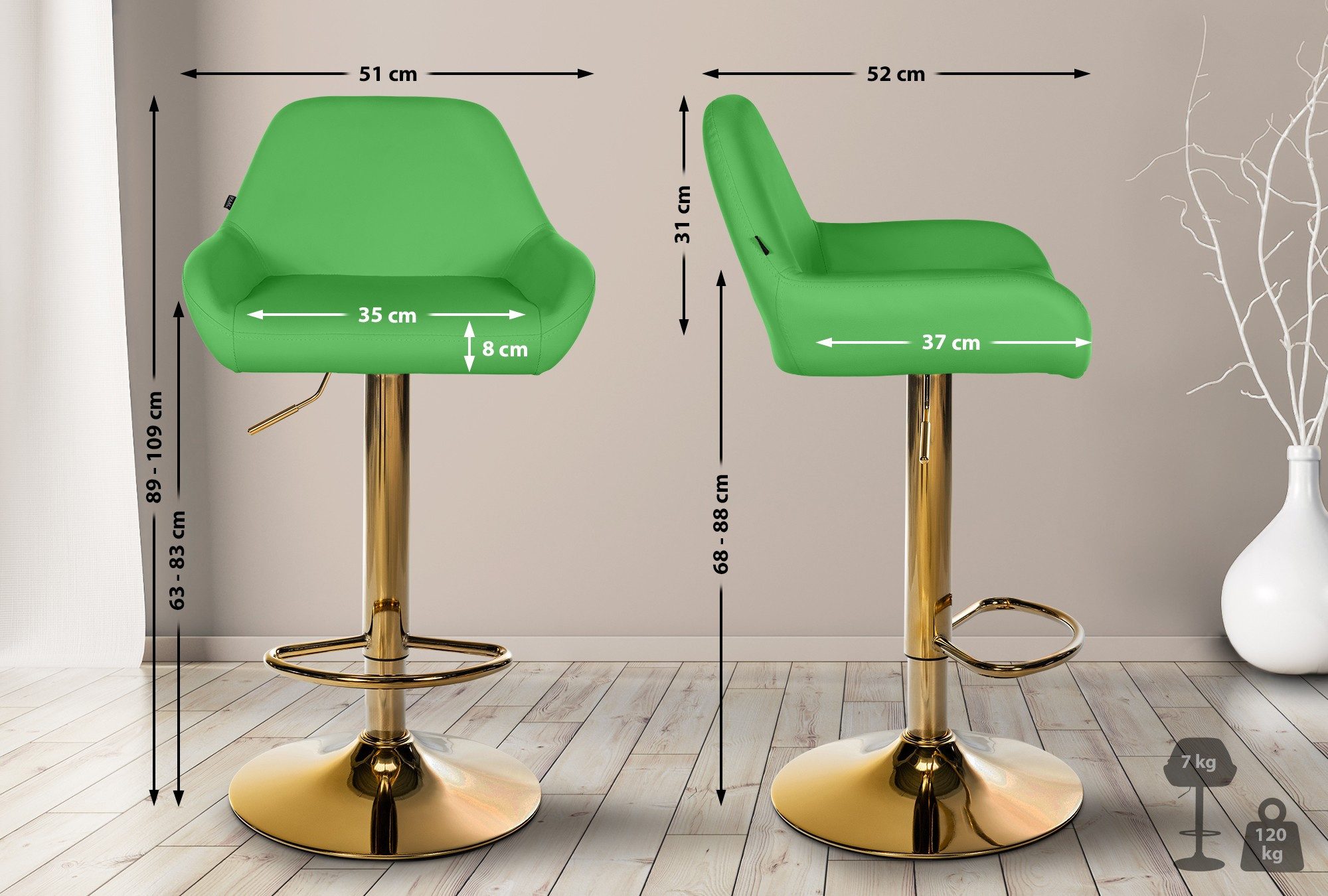 CLP Barhocker Braga, Kunstleder-Bezug, Gold-Optik, höhenverstellbar günstig online kaufen