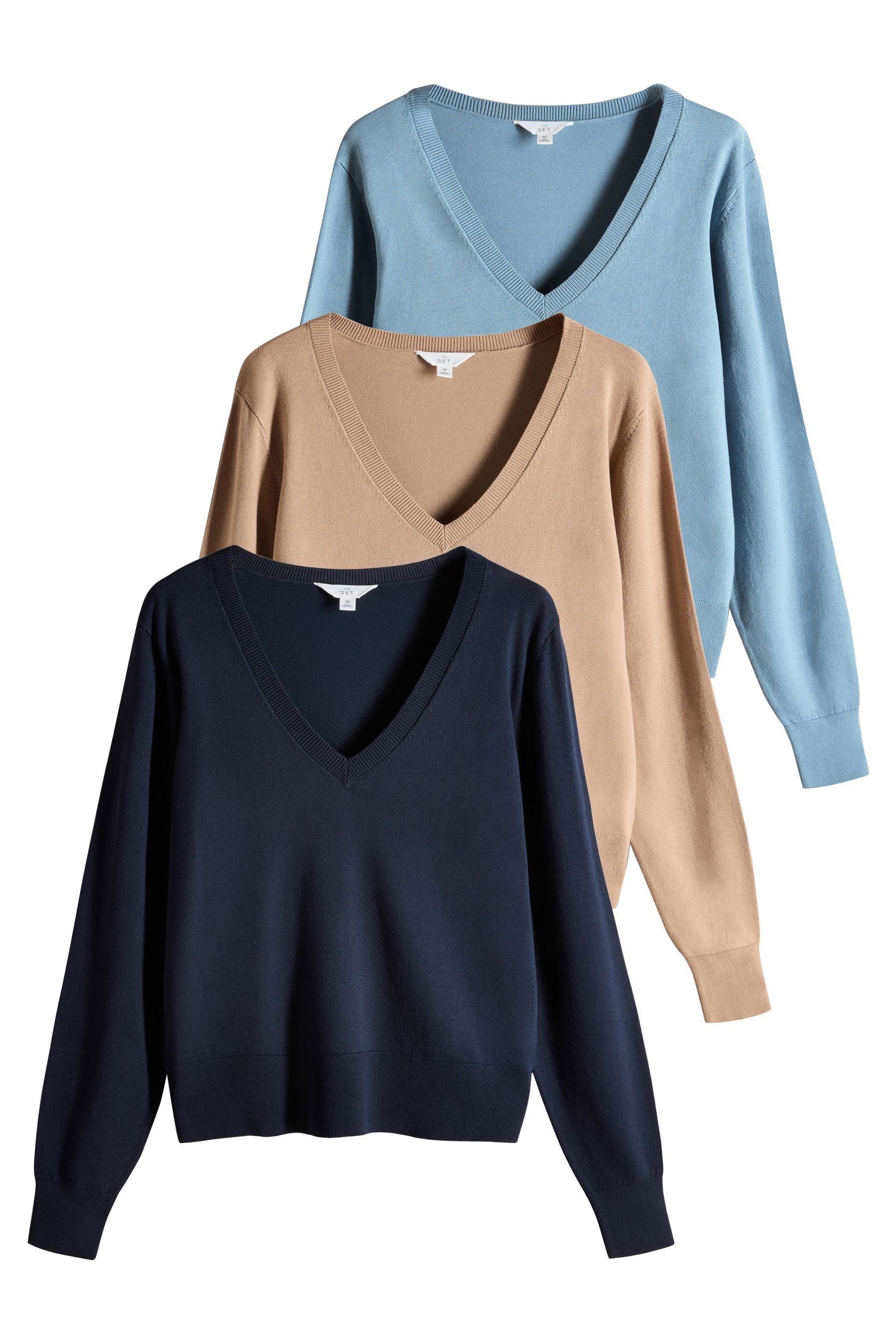 The Set V-Ausschnitt-Pullover The Set Feinstrickpulli günstig online kaufen
