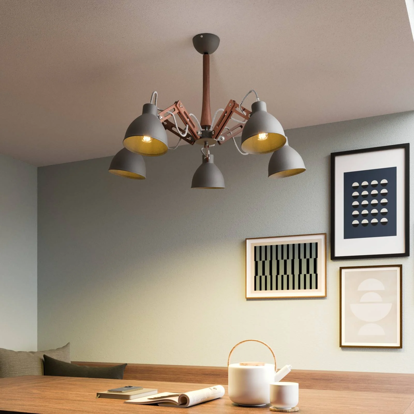 Deckenlampe Skansen 5-flammig verstellbar, grau günstig online kaufen