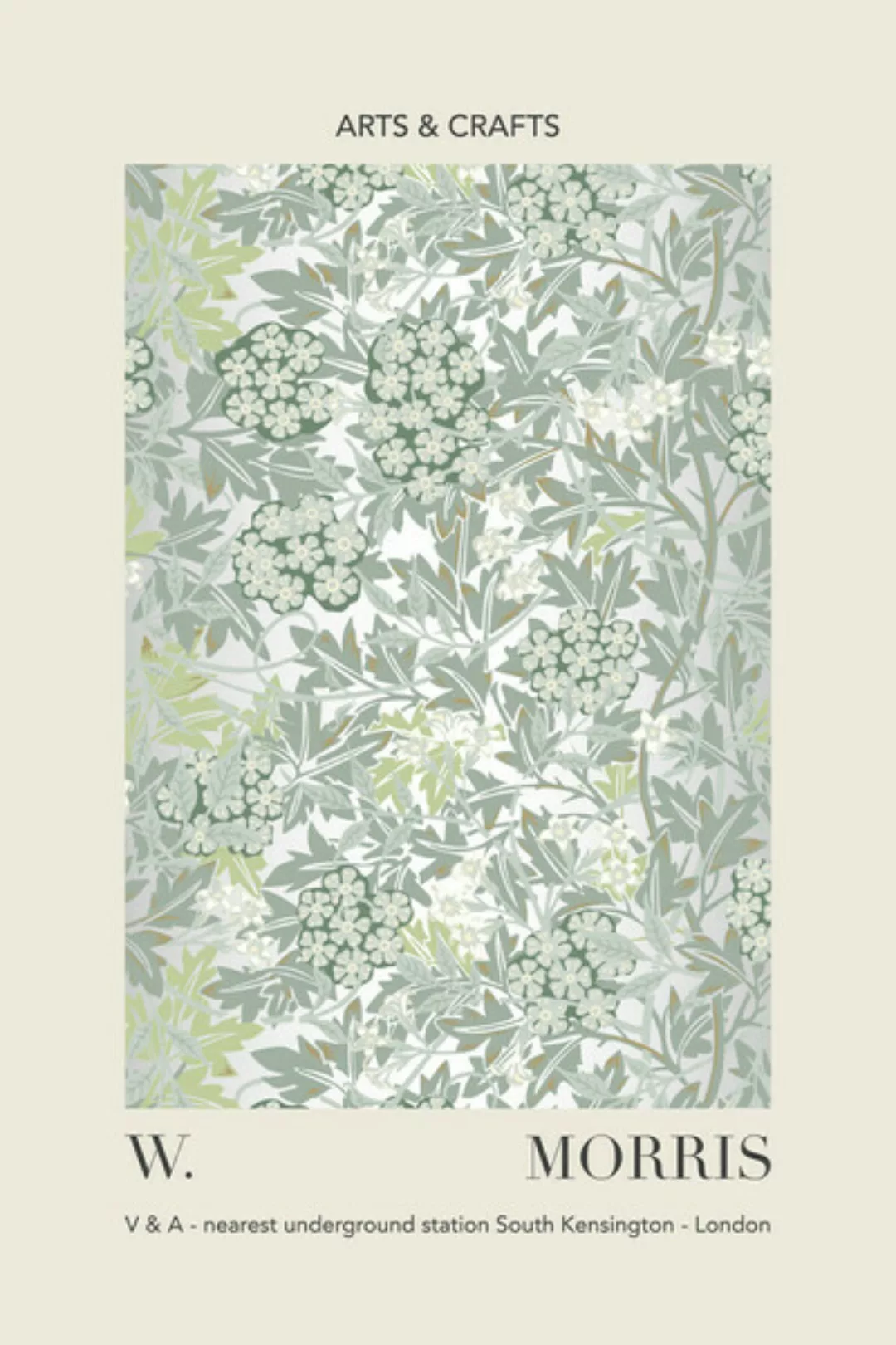 Poster / Leinwandbild - William Morris - Grau-grünes Blatt- Und Blumenmuste günstig online kaufen