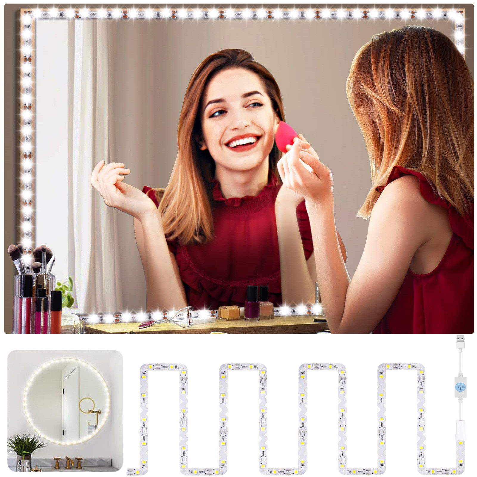Jibenhome Spiegelleuchte 1M/4M flexible LED-Lichtstreifen Weiß günstig online kaufen
