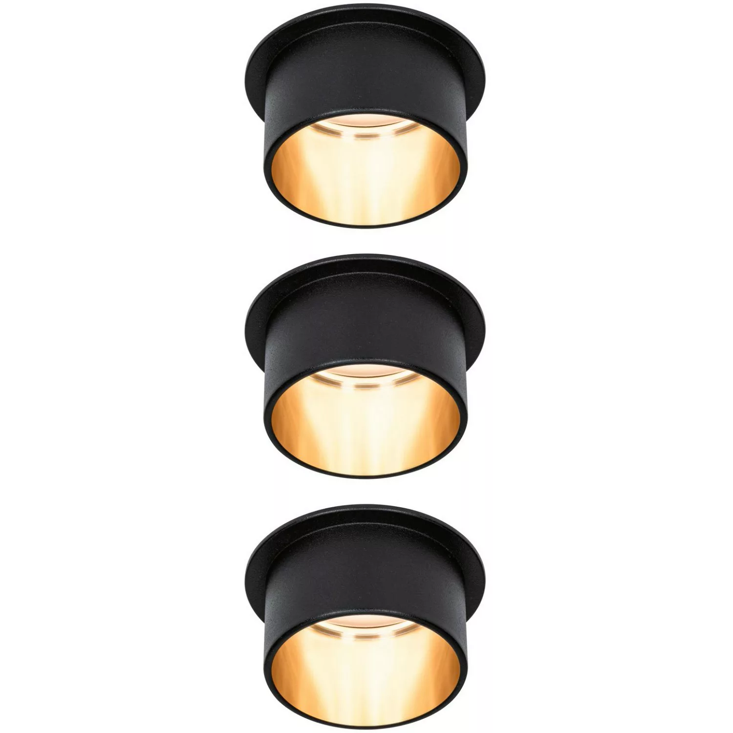 LED Einbauleuchten-Set Gil Coin 3StepDim rd starr 3x6W Schwarz matt/Gold günstig online kaufen