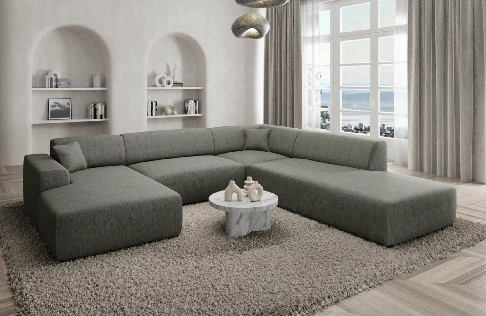 Sofa Dreams Wohnlandschaft Designer Strukturstoff Sofa Mallorca U Lounge St günstig online kaufen