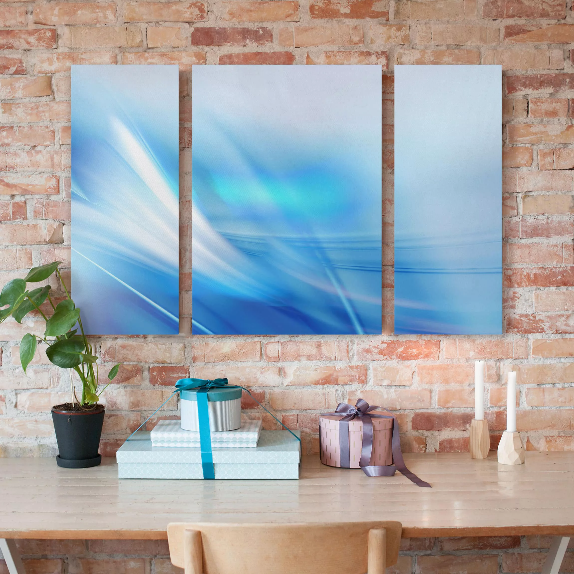 3-teiliges Leinwandbild Abstrakt - Querformat Aquatic günstig online kaufen