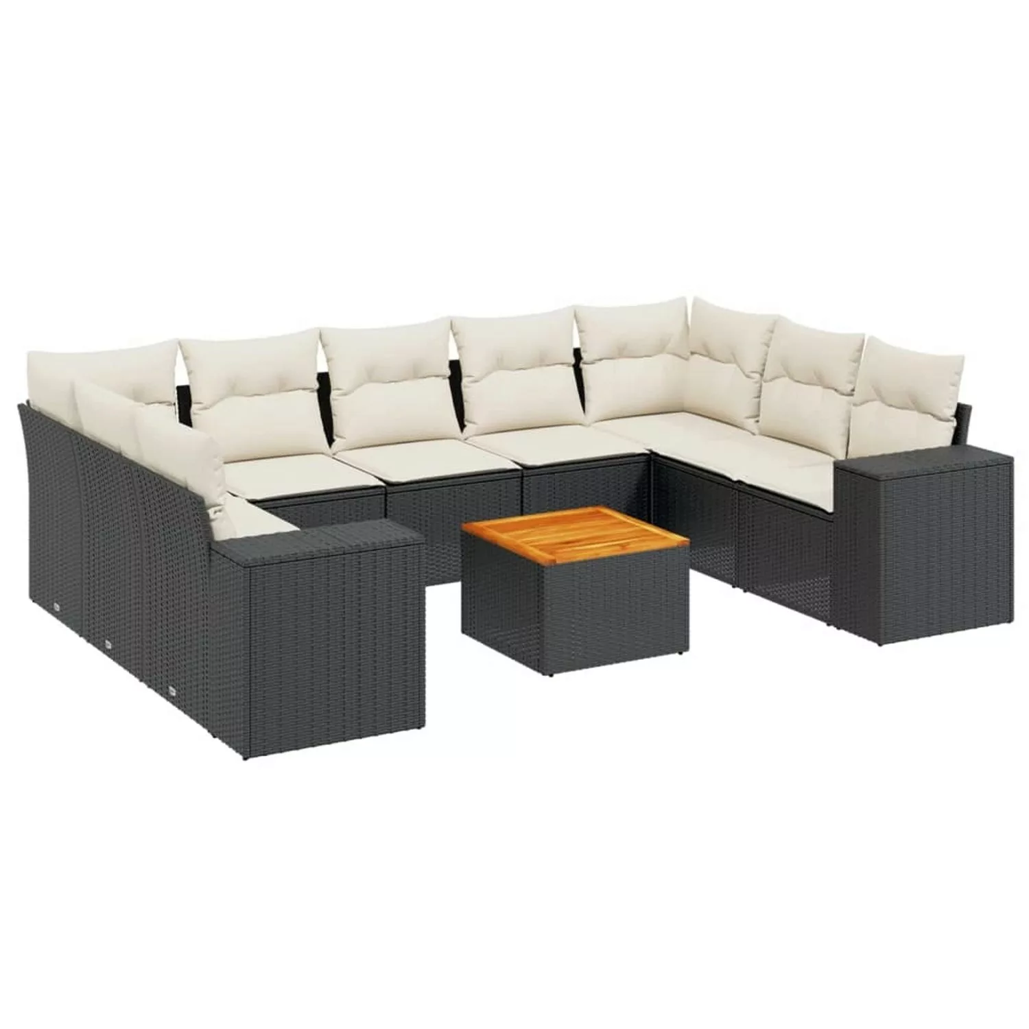 vidaXL 10-tlg Garten-Sofagarnitur mit Kissen Schwarz Poly Rattan Modell 88 günstig online kaufen