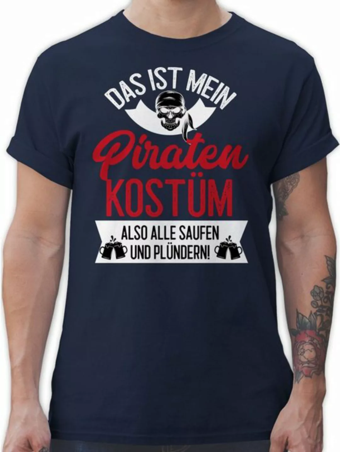 Shirtracer T-Shirt Das ist mein Piraten Kostüm - weiß/rot Karneval & Faschi günstig online kaufen