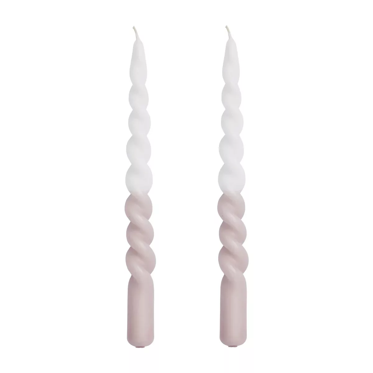 Twisted gedrehte Kerze zweifarbig 25cm 2er Pack Bark-white günstig online kaufen