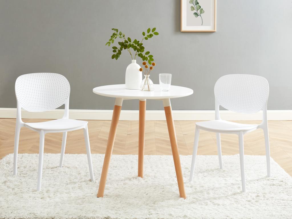 Esstisch für 2 Personen - MDF & Buche - Weiß - ROLENA günstig online kaufen