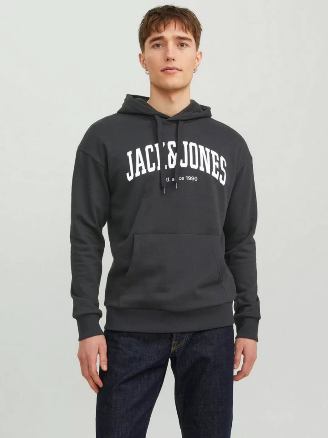 Jack & Jones Hoodie Logo Print Hoodie Kapuzen Pullover JJEJOSH 5584 in Schw günstig online kaufen