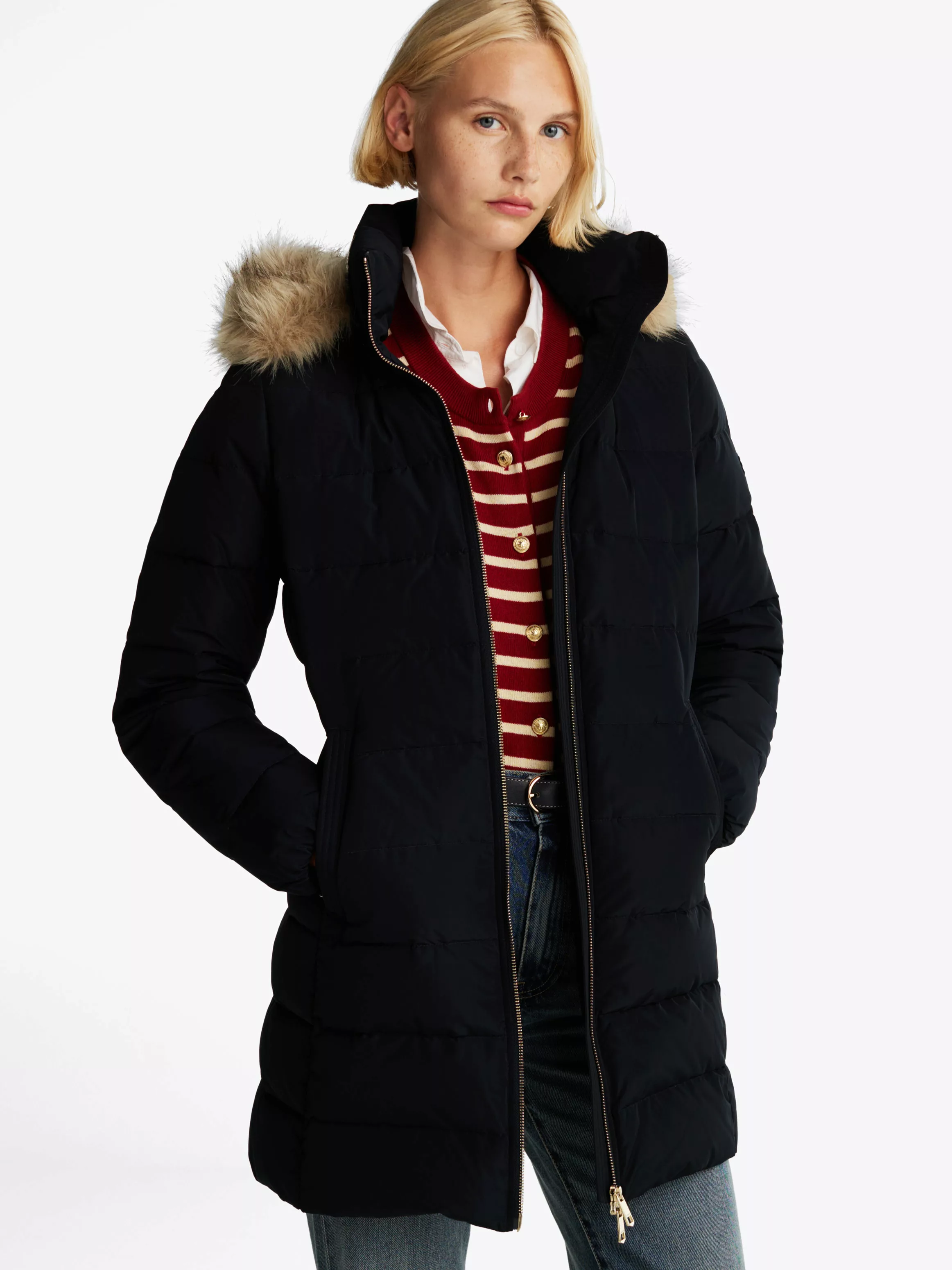 Tommy Hilfiger Steppmantel "HERITAGE DOWN TYRA COAT WITH FUR", mit Fellimit günstig online kaufen