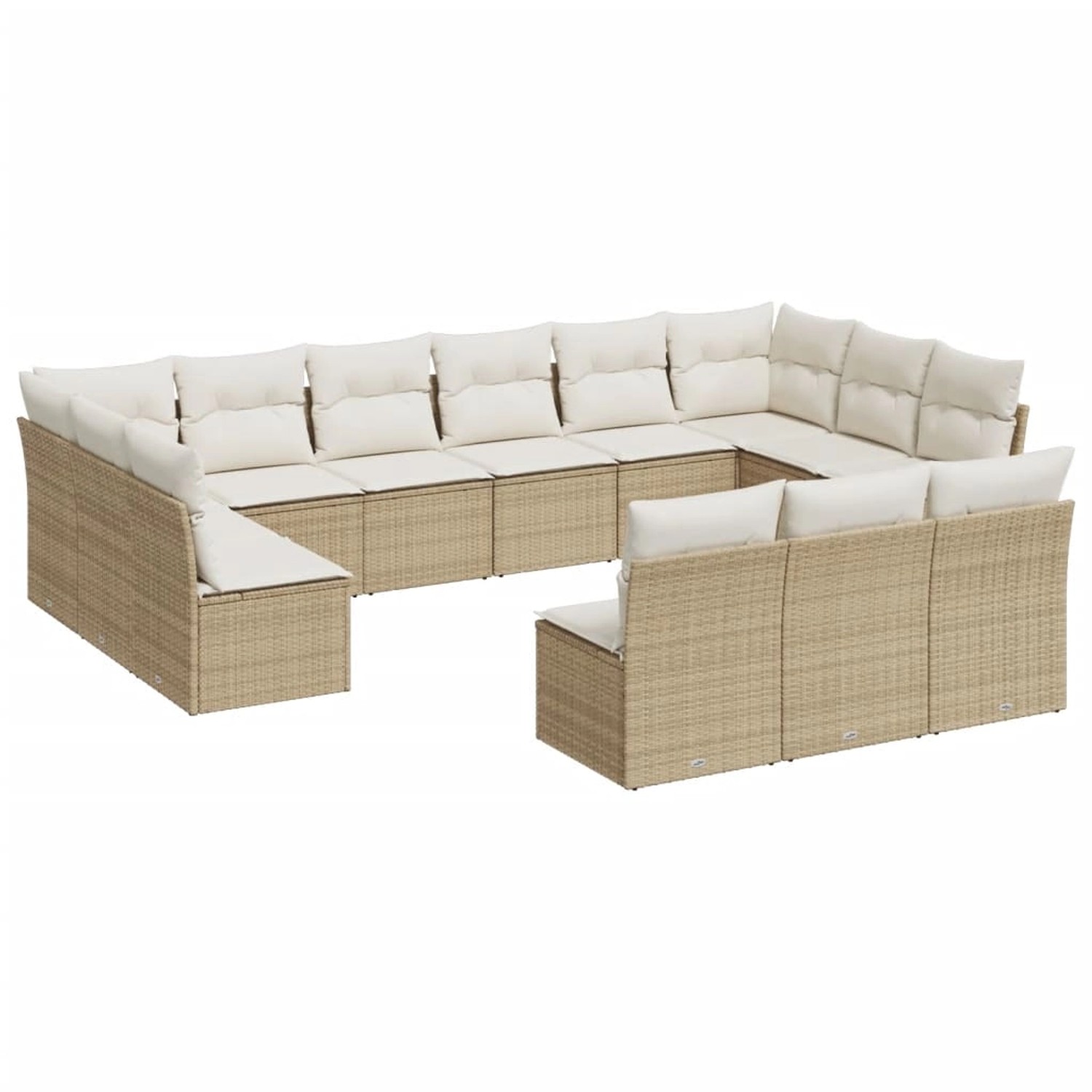 vidaXL 13-tlg Garten-Sofagarnitur mit Kissen Beige Poly Rattan Modell 77 günstig online kaufen