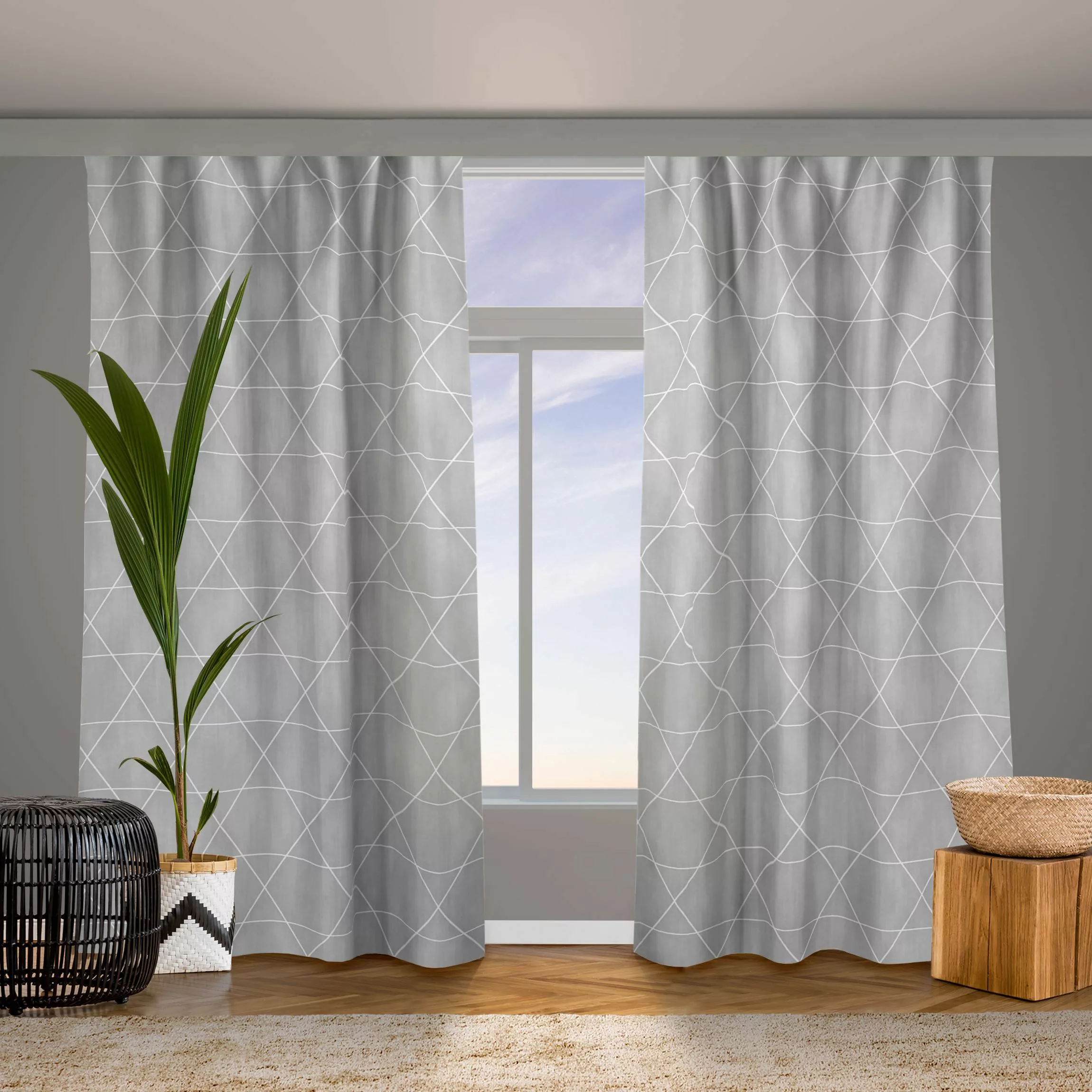 Vorhang Einfaches Rautenmuster weiß günstig online kaufen