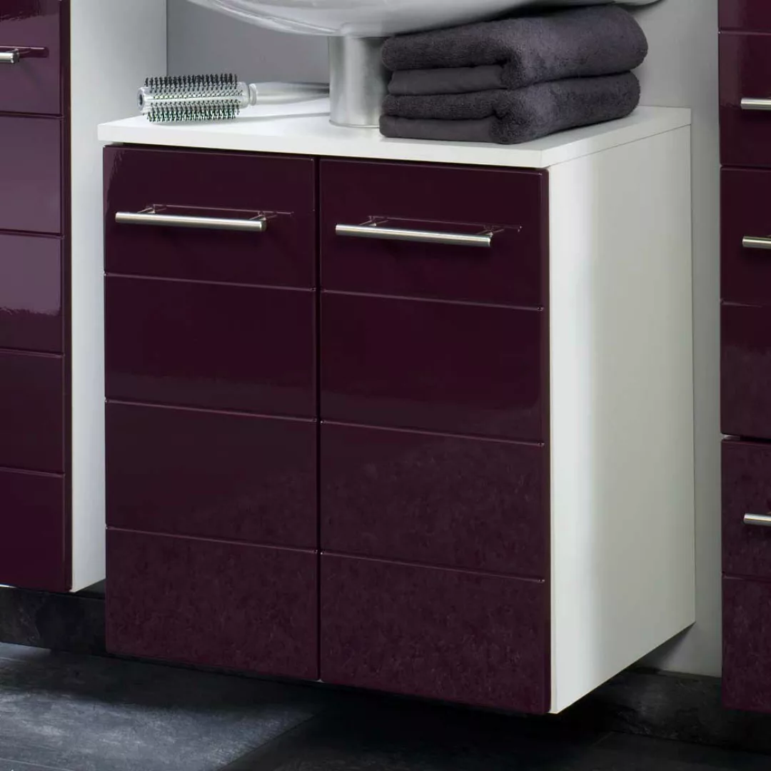 Waschbeckenschrank in Aubergine Hochglanz modern günstig online kaufen