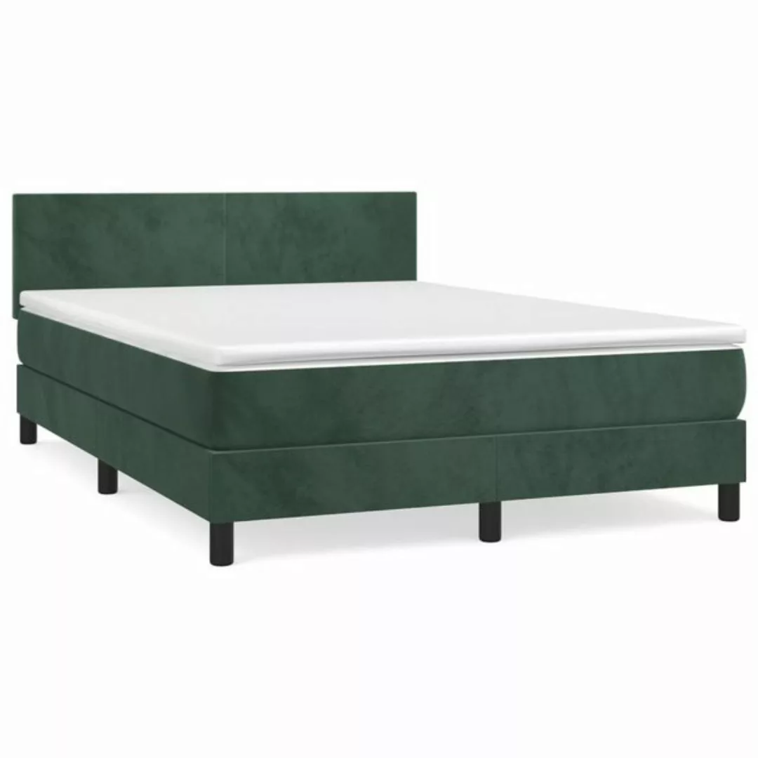 vidaXL Boxspringbett mit Matratze Dunkelgrün 140x200 cm Samt1396917 günstig online kaufen