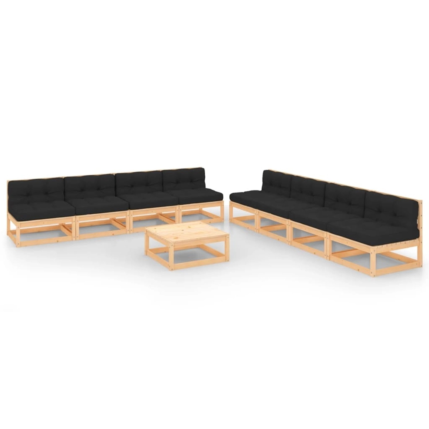 9-tlg. Garten-lounge-set Mit Kissen Massivholz Kiefer günstig online kaufen