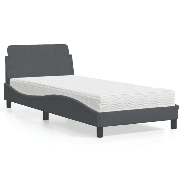 vidaXL Bett Bett mit Matratze Dunkelgrau 90x200 cm Samt günstig online kaufen