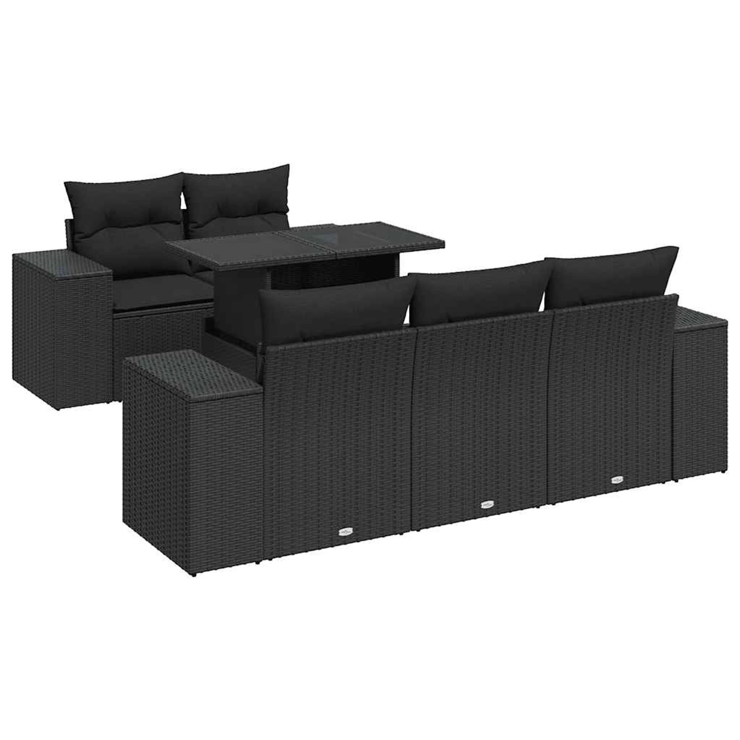 vidaXL 6-Tlg Garten-Sofagarnitur mit Kissen Schwarz Poly Rattan 3326726 günstig online kaufen
