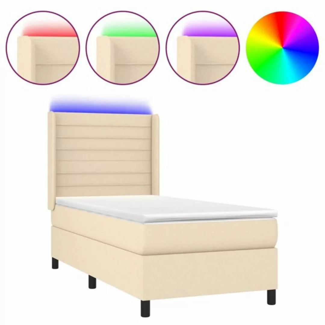 vidaXL Bett Boxspringbett mit Matratze & LED Creme 90x200 cm Stoff günstig online kaufen