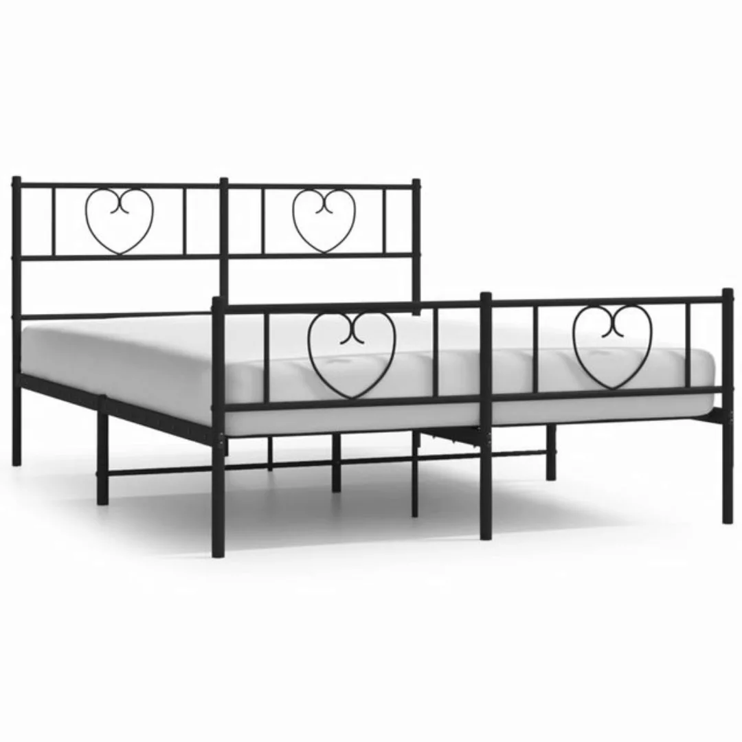 furnicato Bett Bettgestell mit Kopf- und Fußteil Metall Schwarz 160x200 cm günstig online kaufen