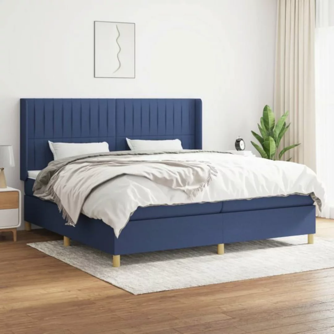 vidaXL Boxspringbett Boxspringbett mit Matratze Blau 200x200 cm Stoff Bett günstig online kaufen