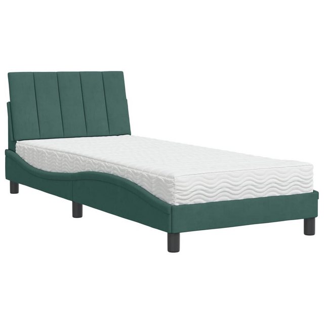 vidaXL Bett Bett mit Matratze Dunkelgrün 90x190 cm Samt günstig online kaufen