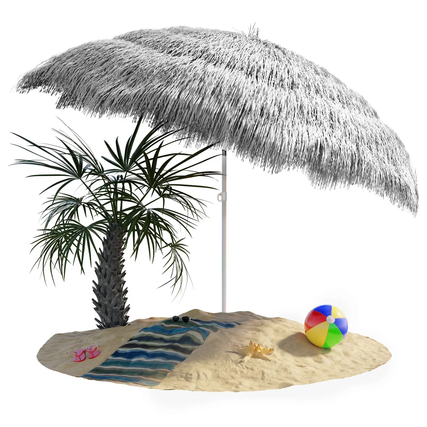 Sonnenschirm Hawaii Hellgrau Ø160cm UV-Schutz 30+ günstig online kaufen