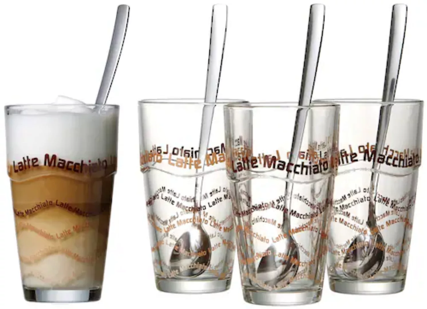 Ritzenhoff & Breker Latte Macchiato Glas, 4er-Set  Lena - Glas / rostfreier günstig online kaufen