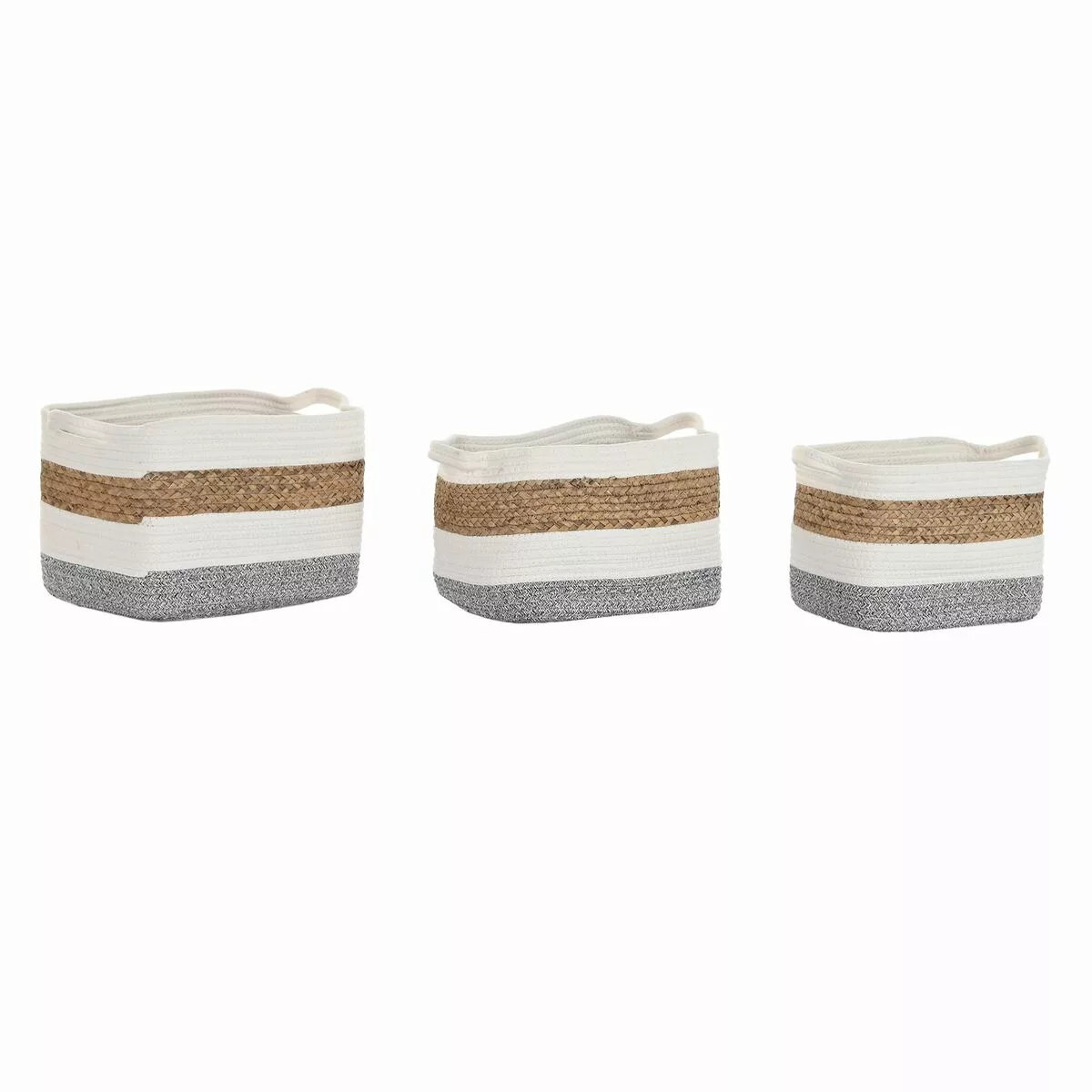 Korb-set Dkd Home Decor Baumwolle Weiß Naturfaser (36 X 30 X 24 Cm) günstig online kaufen