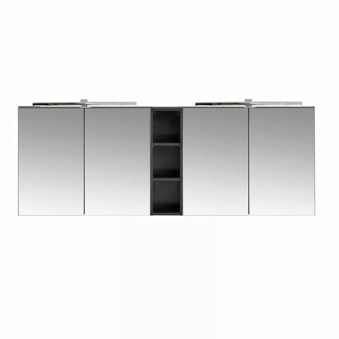 Doppel-Spiegelschrank, 180cm, LED-Beleuchtung, matt schwarz, PUEBLA-56-BLAC günstig online kaufen