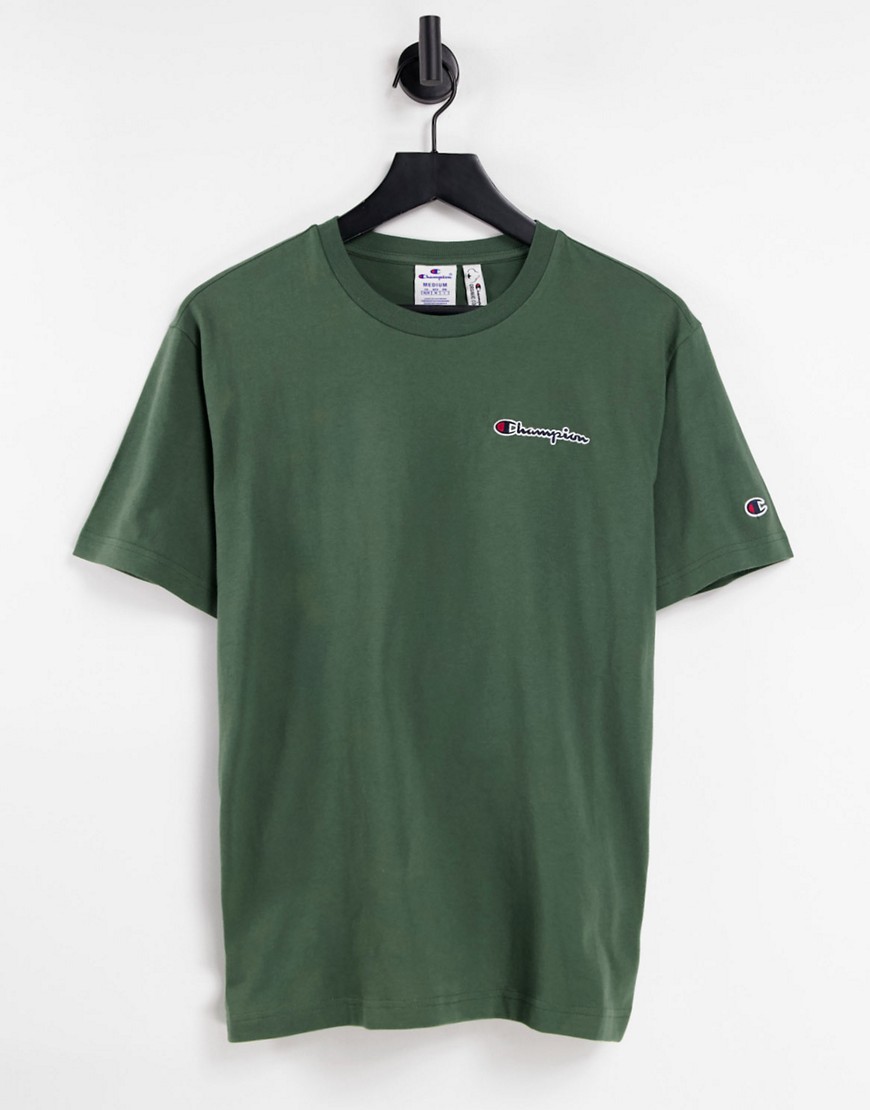 Champion – T-Shirt in Khaki mit kleinem Logo-Grün günstig online kaufen