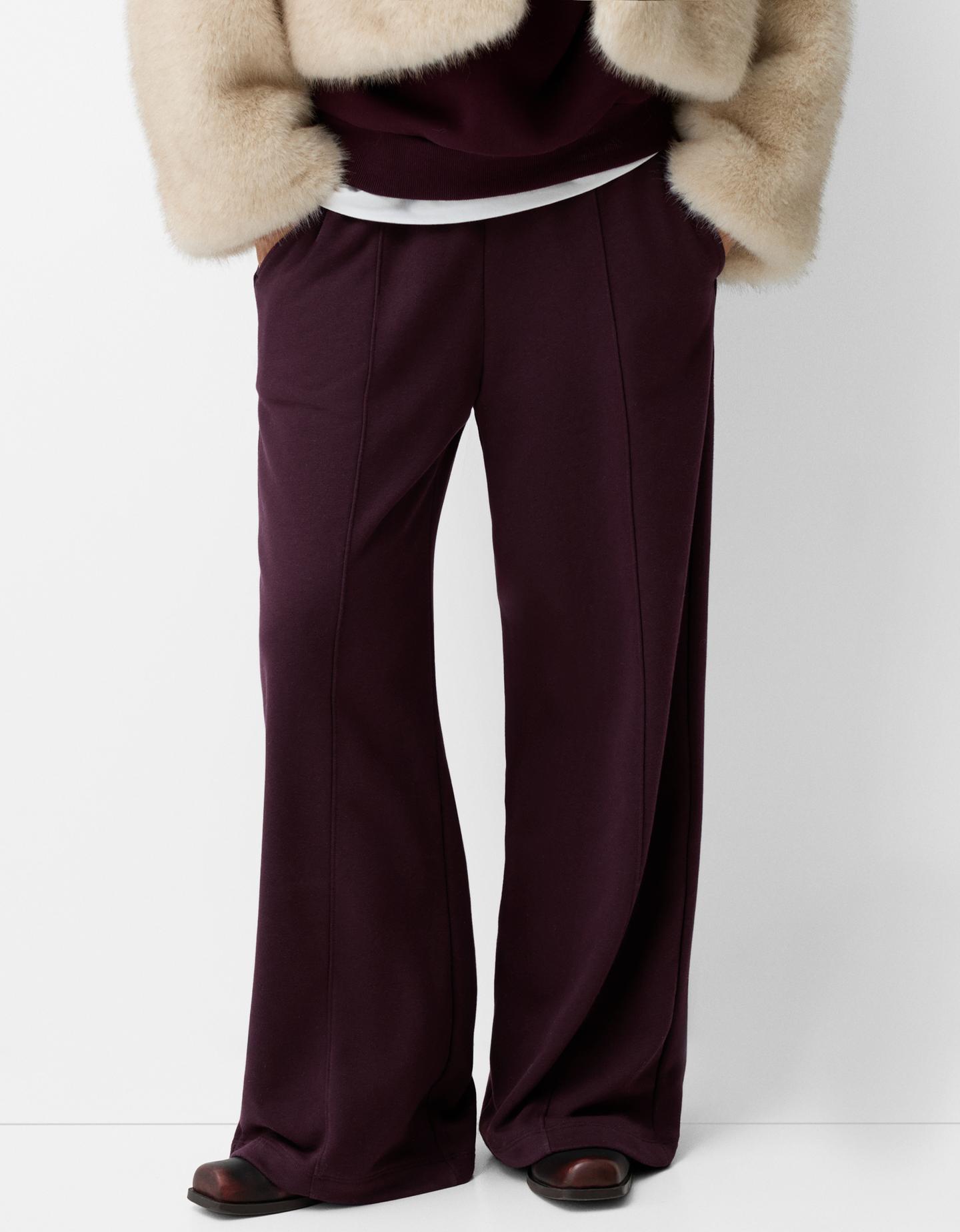 Bershka Wide Leg Hose Aus Plüsch Damen L Violett günstig online kaufen