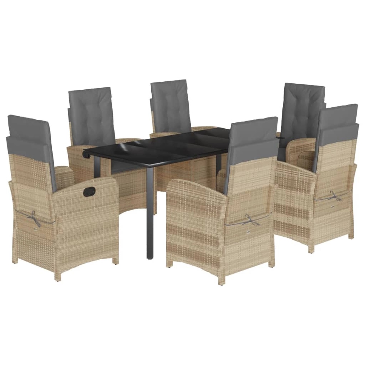 vidaXL 7-Tlg Garten-Essgruppe mit Kissen Beigemischung Poly Rattan 3212405 günstig online kaufen