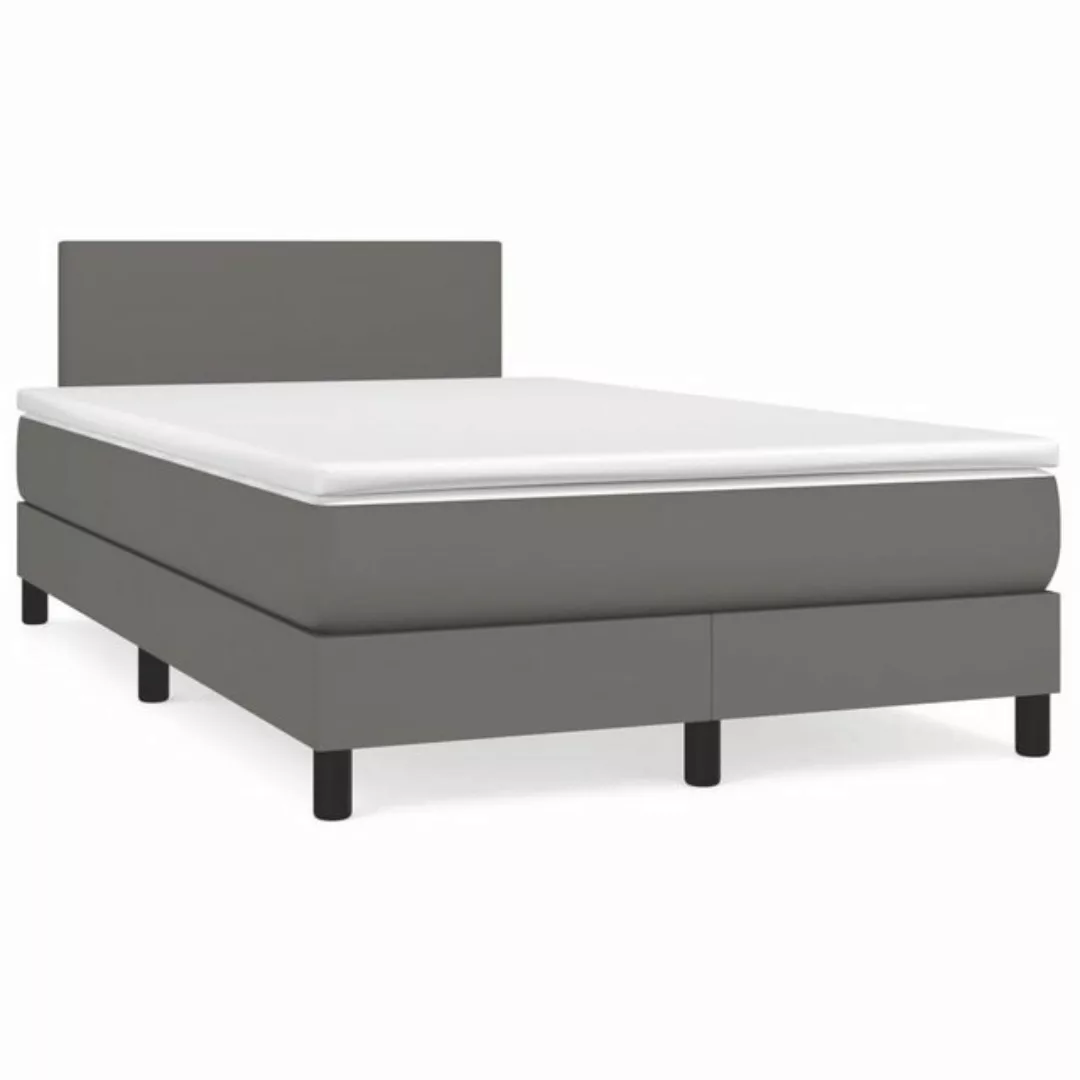 vidaXL Bettgestell Boxspringbett mit Matratze Grau 120x200 cm Kunstleder Be günstig online kaufen