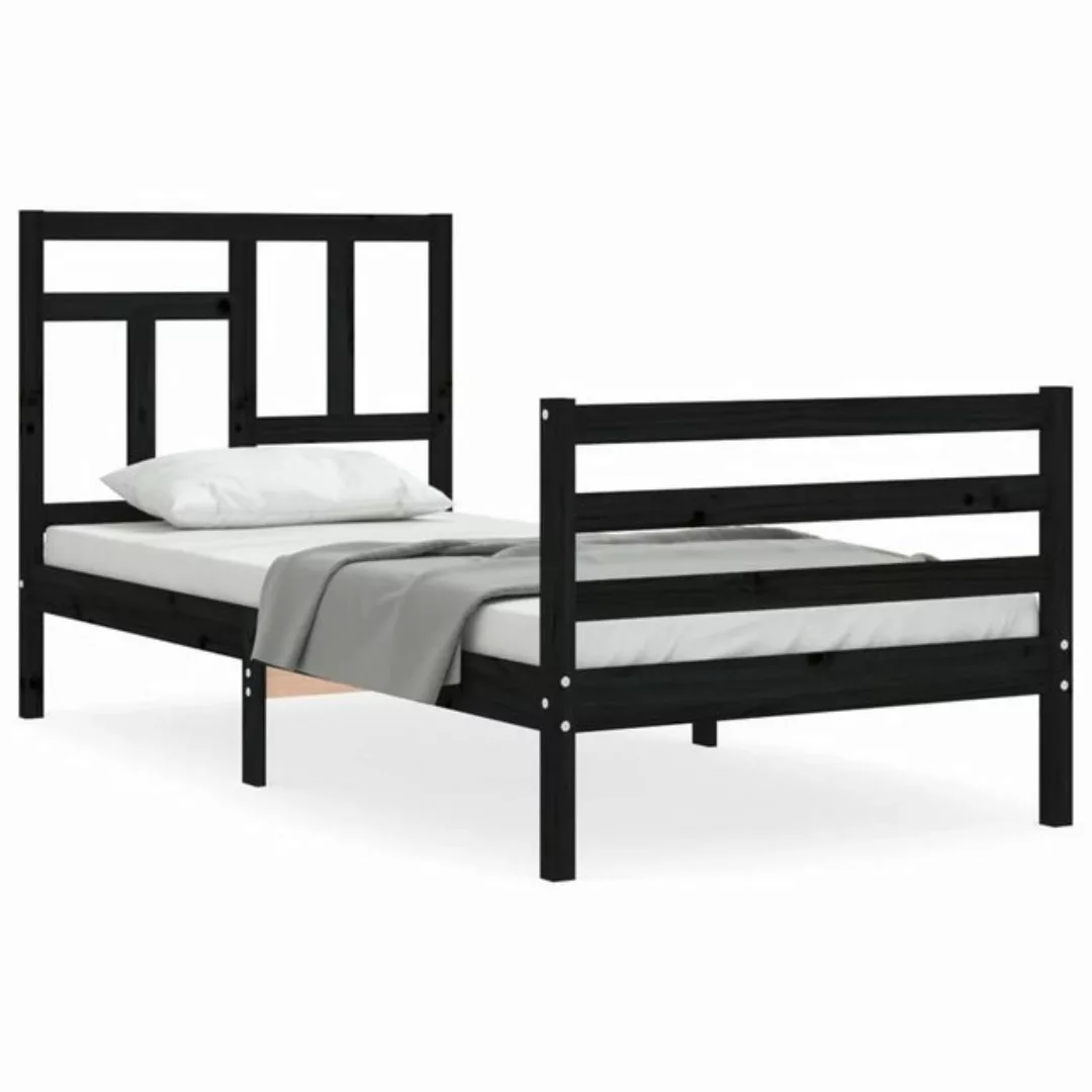 vidaXL Bett Massivholzbett mit Kopfteil Schwarz 90x200 cm günstig online kaufen