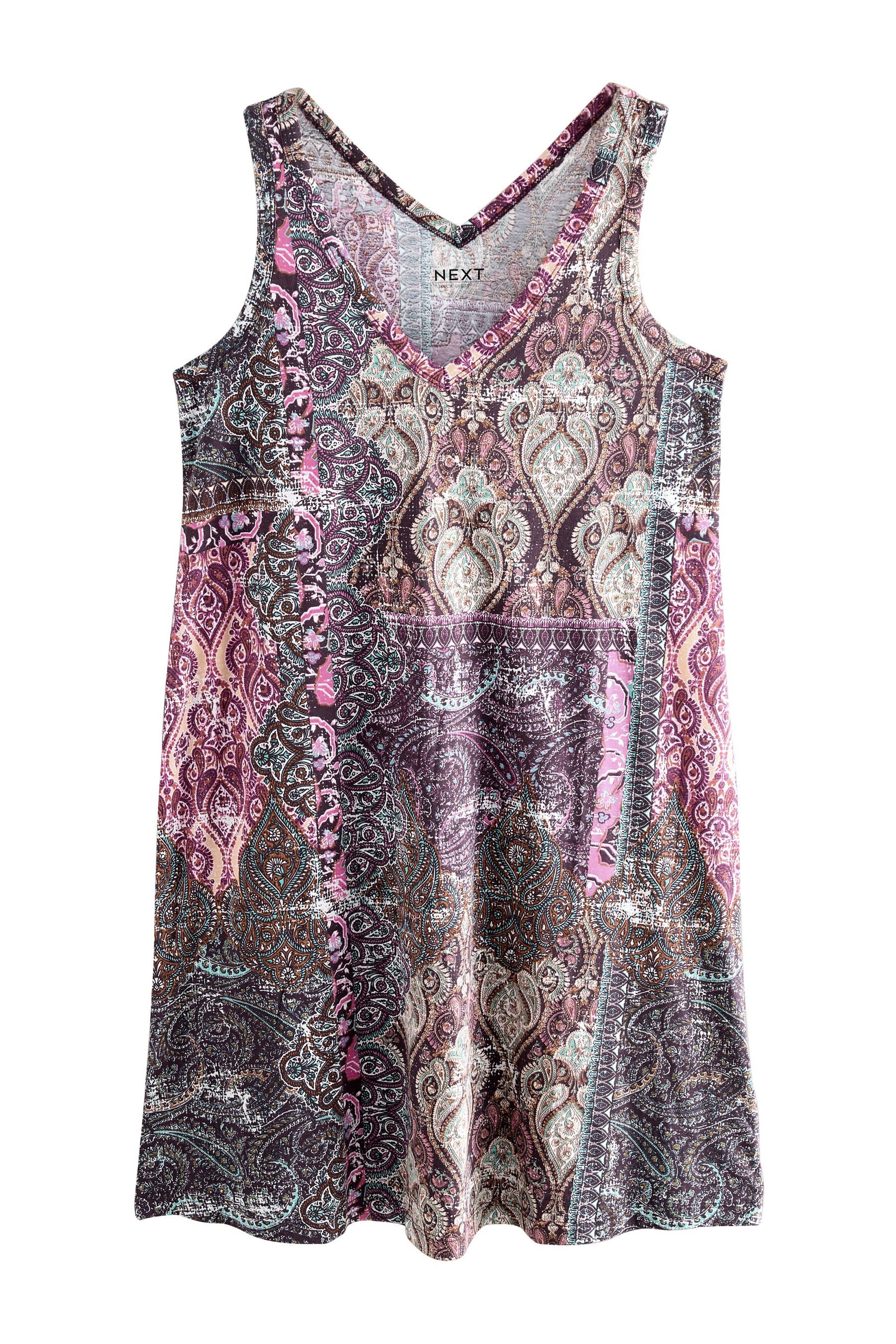 Next Sommerkleid Ärmelloses Schlabberkleid mit V-Ausschnitt günstig online kaufen